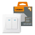 Выключатель двухклавишный с подсветкой белый Videx binera