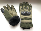 Тактические теплые, Зимние перчатки ( Утепленные ) Размер универсальный XL-XXL, Олива - изображение 6