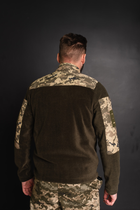 Кофта флисовая мужская военная тактическая с липучками под шевроны ВСУ (ЗСУ) Пиксель 8025 48 размер хаки - изображение 7