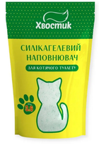 Силикагелевый наполнитель Хвостик 3.6 л / 1.35 кг крупный 1-8 мм с зелеными гранулами для котов