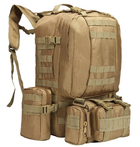 Рюкзак тактичний військовий з підсумками Tactical Backpack A08 50 л пісочний - зображення 1