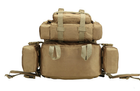 Рюкзак тактичний військовий з підсумками Tactical Backpack A08 50 л пісочний - зображення 2