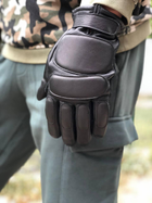 Тактичні шкіряні зимові рукавички на флісовій підкладці GlovesUA мод.312-б Чорний 10 - зображення 8