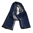 Мужской шарф кашне шерстяной под пальто синий с серым двусторонний теплый 180*30 см