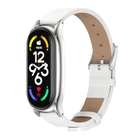 Кожаный ремешок Primo Mijobs для фитнес-браслета Xiaomi Mi Smart Band 7 - White Silver