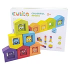 Деревянный конструктор цветные домики Cubika (14866) (194896)