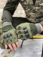 Военные тактические перчатки без пальцев c кастетом оливковый L - изображение 1