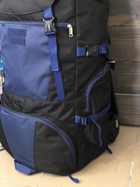 Универсальный туристический рюкзак 85 литров из влагоотталкивающей ткани походный черно синий - изображение 3