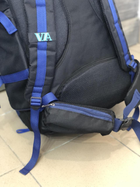 Универсальный туристический рюкзак 85 литров из влагоотталкивающей ткани походный черно синий - изображение 5