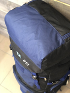 Универсальный туристический рюкзак 85 литров из влагоотталкивающей ткани походный черно синий - изображение 6