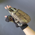 Мужские перчатки зимние тактические для охоты на флисе с откидной варежкой Tactical Камуфляж лес (9209) - изображение 9