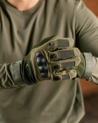 Тактичні рукавички Combat військові з посиленою долонею Хакі L - зображення 4