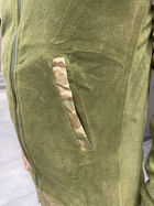 Армейська кофта флісова Kafkas, тепла, розмір XXL, Олива, вставки Мультикам на рукава, плечі, кишені - зображення 4
