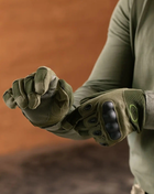 Тактичні рукавички Combat військові з посиленою долонею Хакі XL - зображення 3