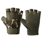 Перчатки тактические FG FQTAC039 Зеленый камуфляж L без пальцев на липучке с защитой на костяшки - изображение 1