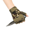 Перчатки тактические FG FQTAC039 Зеленый камуфляж L без пальцев на липучке с защитой на костяшки - изображение 4