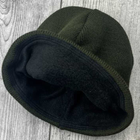 Вязанная шапка мужская на флисе зимняя размер универсальный Оливковая (kt-7737) - изображение 2