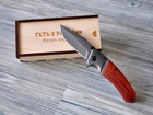 Нож раскладной с гравировкой Геть з України в деревянной коробке, Woodpresent - изображение 3