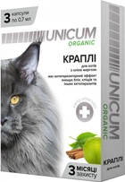 Капли на натуральной основе Unicum Organic для отпугивания блох и клещей для кошек 3 шт (4820150202095)