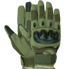 Сенсорные перчатки тактические военные-армейские OAKLEY полнопалые с усиленной защитой костяшек, боевые, с закрытыми пальцами XL Оливковый BC-8794 - изображение 1