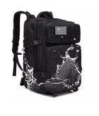 Рюкзак тактический FG Черный 45 л с системой подвески Molle + поясной ремень - изображение 3