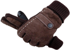Тактильные зимние мужские замшевые перчатки коричневого цвета - изображение 4