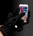 Мужские замшевые зимние перчатки черные Touch - изображение 7