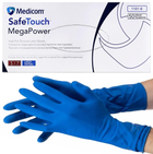 Рукавички латексні підвищеної міцності Medicom Power Mega High Risk, щільність 13 г. - сині (50 шт) S (6-7) - зображення 1