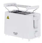 Тостер Adler AD 3223 White 900 Вт, 2 тоста, 6 уровней поджаривания, решётка для булочек, кнопка STOP