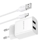 Адаптер сетевой BOROFONE Micro USB Cable Powerway dual port charger set BA53A |2USB, 2.1A| белый