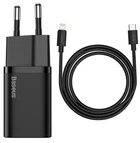 Мережевий зарядний пристрій Baseus Super Si Quick Charger 20W Sets Black + Type-C to Lightning Cable Black