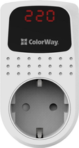 Реле напруги ColorWay (16A/3680W) 150V-210V/230V-280V DS2 white (CW-VR16-02D)