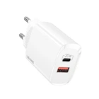 Мережевий зарядний пристрій на 20 Вт USAMS Fast Charger T35 (1USB/1Type-C, 20W, PD3.0/QC). White