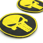 Шеврон Punisher (Каратель) круглый 8см желтый череп Панишер на черном, нашивка ВСУ нагрудный/нарукавный патч - изображение 3