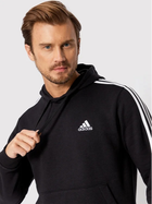Bluza męska z kapturem ocieplana Adidas 3 Stripe Fleece Hoody Czarna GK9072 L Czarna (4064045329089 ) - obraz 4