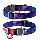 Стильный ошейник для собак нейлоновый c QR-паспортом, рисунок "NASA21" Waudog L (zoo0002159)