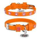 Ошейник для собак WAUDOG Glamour с клеевыми стразами Цветочек и QR паспортом Orange 9 мм 19-25 см (LKMTR_845195)