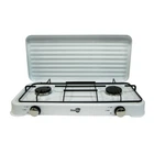 Настольная газовая плита с крышкой на 2 конфорки Белая Starlux SGS-6002