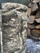 Тактичний військовий баул 100 літрів тканина кордура 1100 ВСУ сумка похідний рюкзак з місцем під каремат піксель - зображення 9