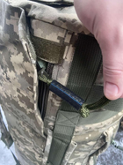 Тактичний військовий баул 100 літрів тканина кордура 1100 ВСУ сумка похідний рюкзак з місцем під каремат піксель - зображення 10