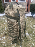 Баул 120 літрів армійський військовий ЗСУ тактичний сумка похідний рюкзак з місцем під каремат піксель 964645424796 - зображення 7