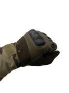 Тактические перчатки с пальцами и накладками Олива L - изображение 3