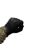 Тактичні рукавиці з пальцями та накладками Чорні M - зображення 3