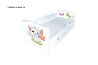 Ліжко дитяче з бортиком, ящиком, без матраца 80х170 Kinder-cool 14 Viorina-Deko ЛДСП/ДСП колір білий з принтом