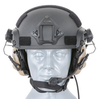 Активные наушники с гарнитурой на каску шлем Earmor M32H Coyote TAN + Тангента, Кнопка PTT Z125 (15027ptt) - изображение 6