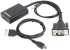 Adapter Cablexpert HDMI - VGA + USB 0,15 m (A-VGA-HDMI-01) - obraz 1