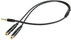 Stereofoniczny przewód audio Cablexpert CCA-417M 3,5 mm M - 2x3,5 mm F 0,2 m Czarny - obraz 1