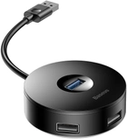 Baseus Round Box Hub USB CAHUB-F01 USB3.0 na USB 3.0 x 1 + USB 2.0 x 3 Czarny (16719) - obraz 1