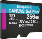 Kingston MicroSDXC 256 GB Płótno Go! Karta Plus Class 10 UHS-I U3 V30 A2 + SD (SDCG3/256 GB) - obraz 3