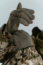 Теплі флісові рукавиці оливкові - зображення 1
